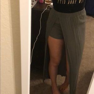 Green floor length skirt w/ slit